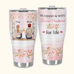 Cadeau personnalisé pour mari et femme, partenaires de voyage pour la vie, avec paille et verre bombé 30oz Cadeau d'anniversaire pour couple