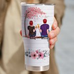 Personalized Together Since 2020 Couple Sitting Under Love Tree Curved Tumbler with Straw Anniversary Valentine's Day Gift for Couple