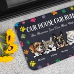 Personalized My House My Rules The Humans Just Live Here with Me Door Mat Gift for Dog Lovers Cat Lovers Home Decoration