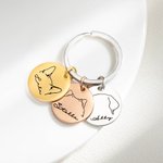 Personalisierte Haustier Ohren Schlüsselanhänger Hund Katze Schlüsselanhänger Tasche Disc Charm mit Namen Geburtstag Weihnachten Memorial Geschenk für