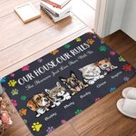 Personalized My House My Rules The Humans Just Live Here with Me Door Mat Gift for Dog Lovers Cat Lovers Home Decoration