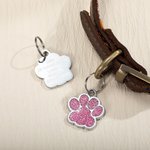 Personalized Glitter Paw Print Pet ID Tag Dog Cat Name Ornament Pet Loss Prevention Essential Gift for Pet Owner