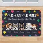 Personalized My House My Rules The Humans Just Live Here with Me Door Mat Gift for Dog Lovers Cat Lovers Home Decoration