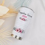 Personalized Together Since 2020 Couple Sitting Under Love Tree Curved Tumbler with Straw Anniversary Valentine's Day Gift for Couple