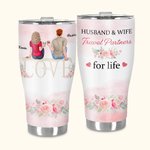 Personalizzato Marito e moglie partner di viaggio per la vita Bicchiere curvo con cannuccia Anniversario Regalo di San Valentino per la coppia