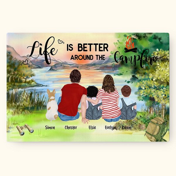 Peinture sans cadre personnalisée Life Is Better Cadeau d'anniversaire mural pour la famille et les amoureux du camping
