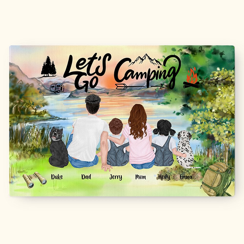 Peinture sans cadre personnalisée Let's Go Camping Anniversary Gift for Family Camping Lover (Cadeau d'anniversaire pour la famille)
