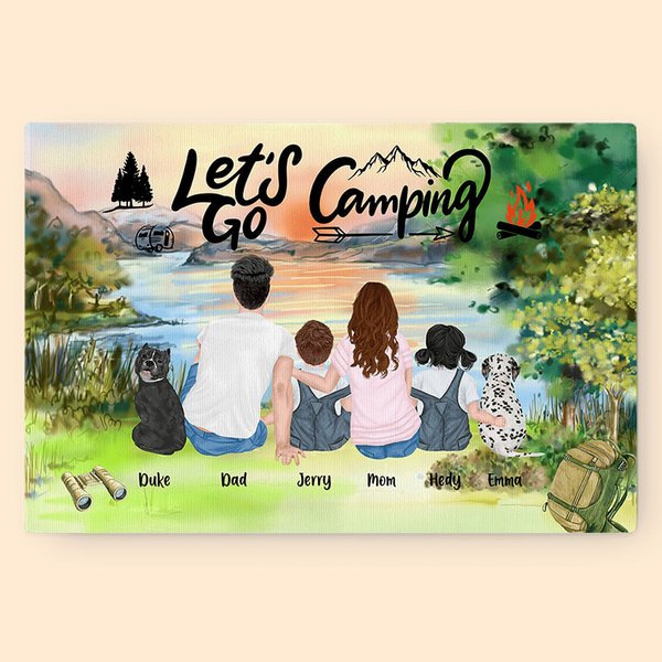 Peinture sans cadre personnalisée Let's Go Camping Anniversary Gift for Family Camping Lover (Cadeau d'anniversaire pour la famille)
