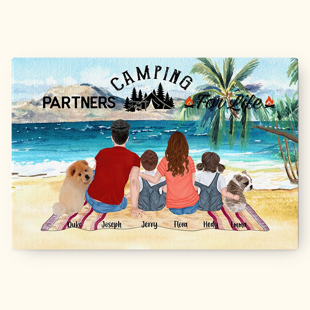 Peinture sur toile colorée personnalisée Décoration murale Cadeau pour la famille Amoureux du camping