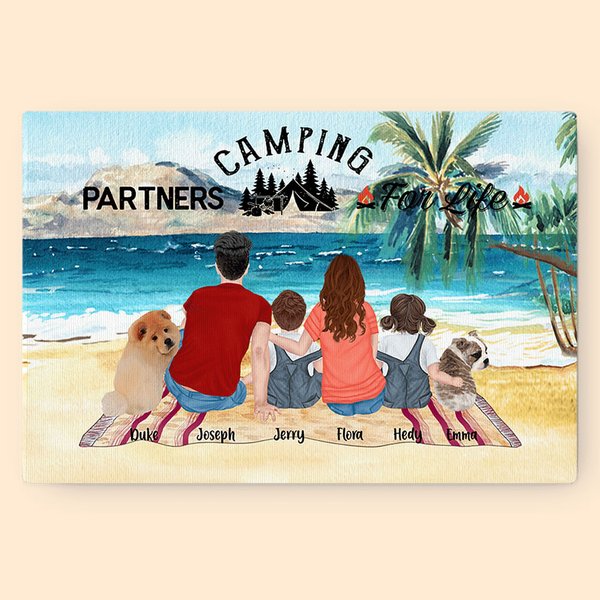 Peinture sur toile colorée personnalisée Décoration murale Cadeau pour la famille Amoureux du camping