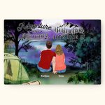 Peinture murale sans cadre personnalisée Adventure Is Out There Let's Find It Cadeau de Saint-Valentin pour couple amateur de camping
