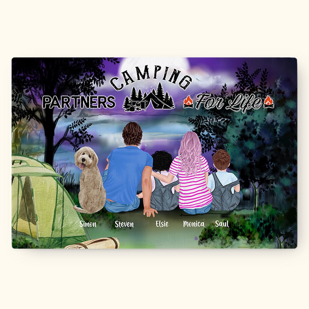 Personnalisé Beautiful Family Camping Life Canvas Painting Wall Anniversary Gift for Family