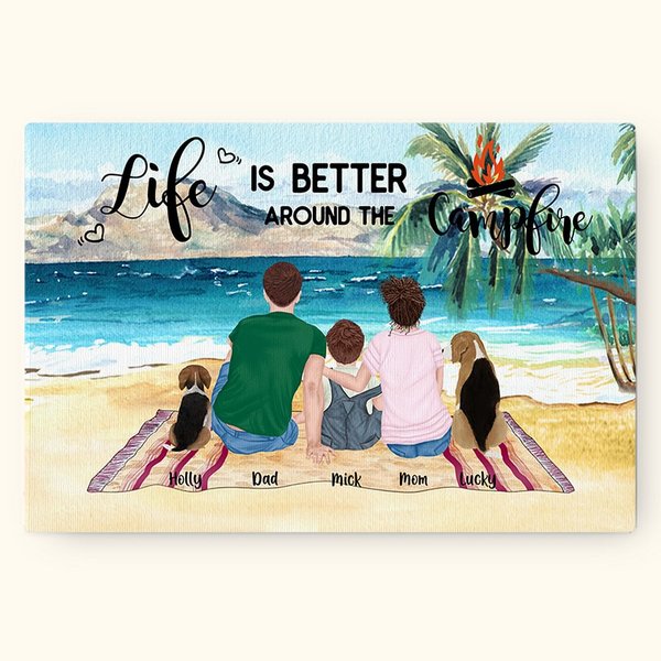Peinture sur toile personnalisée Inoubliable Famille Camping Décoration murale Cadeau pour les amoureux du camping