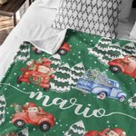 Coperta personalizzata di Babbo Natale in morbido pile Sherpa con nome, regalo di Natale per bambini.
