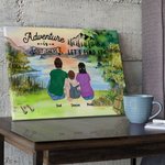 Peinture sans cadre personnalisée River Adventure Camping Décoration Cadeau pour la famille Amoureux du camping