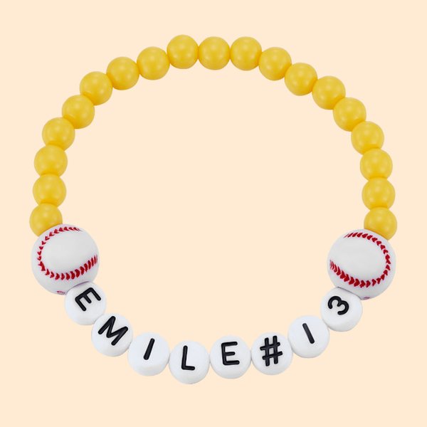 Braccialetto personalizzato di palloni sportivi a tema con nome e numero Regalo per squadre sportive per gli amanti del calcio e del baseball
