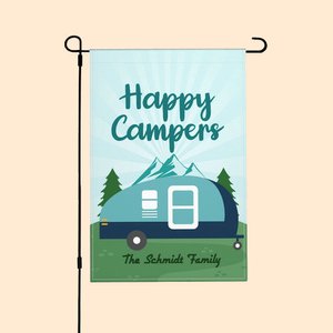 Personalised Happy Campers Outdoor Garden Flag Welcome Flag Campsite Garden Decor Gift for Camping Family Couple
