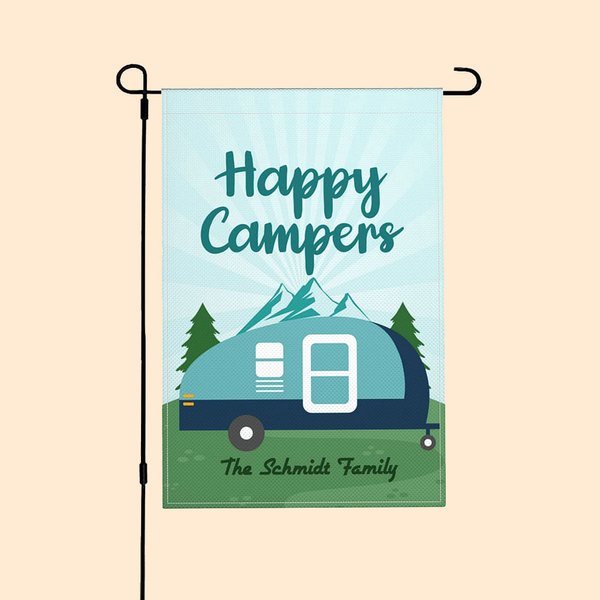 Happy Campers Outdoor Garden Flag - Campsite Decor