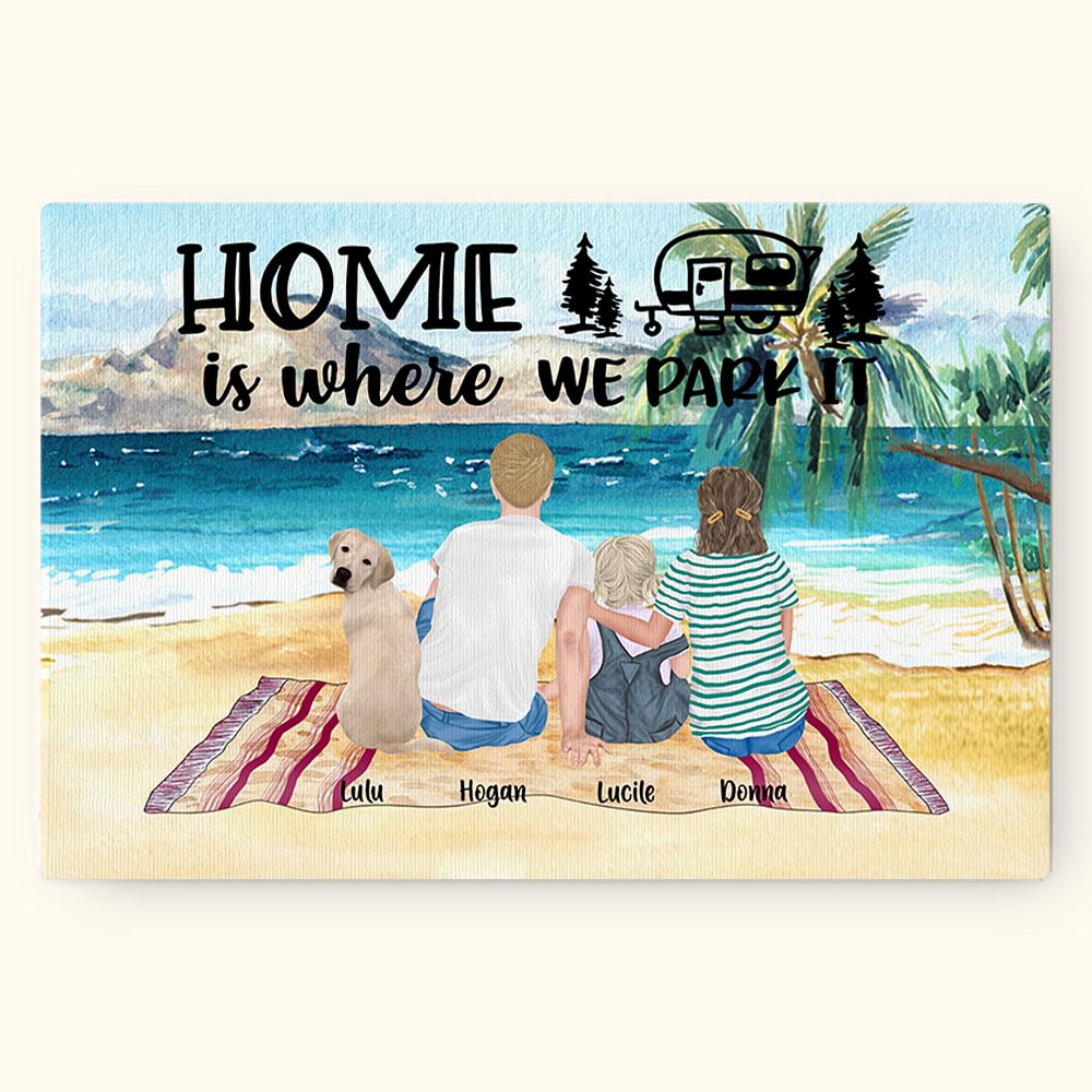 Home Is Where We Park It (La maison est l'endroit où nous la garons) Peinture sur toile Décoration murale Cadeau pour la famille Camping Lover (Amoure