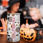 Personalisierte Halloween niedlichen Geist Skinny Becher mit Namen 15oz Cup Spooky Saison Halloween Geschenk für Kinder