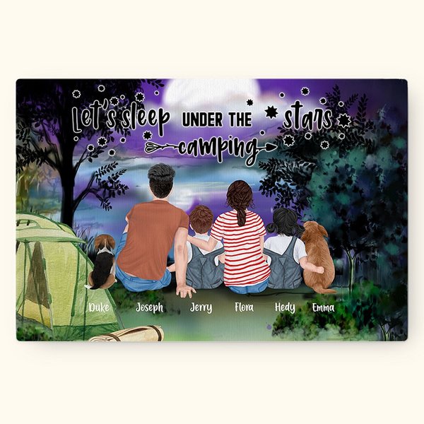 Personnalisé Inoubliable Les Étoiles Camping Peinture sur toile Décoration murale Cadeau pour la famille Amoureux du camping