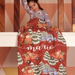 Coperta personalizzata di Babbo Natale in morbido pile Sherpa con nome, regalo di Natale per bambini.