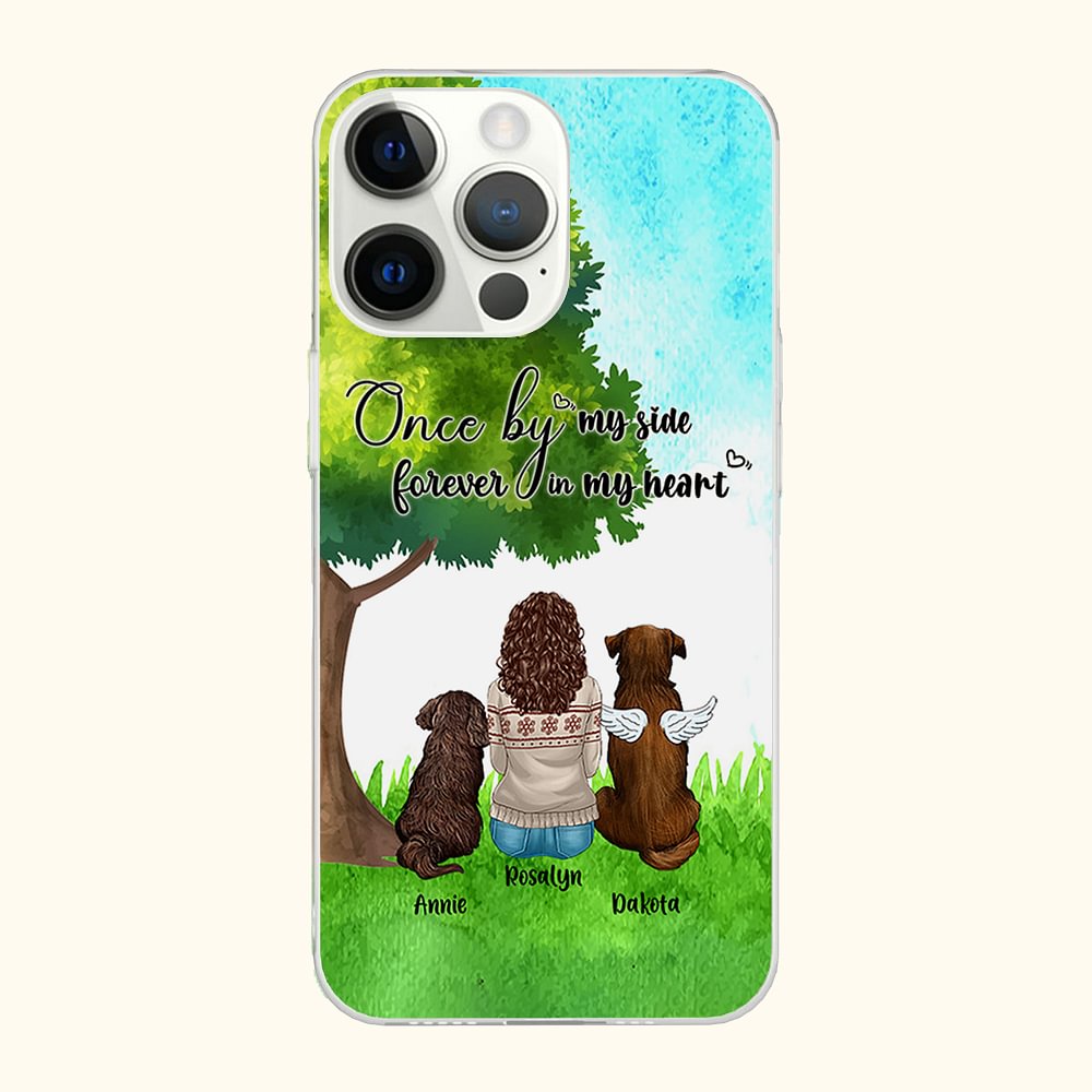 Custodia personalizzata per il telefono Once By My Side Forever In My Heart Verde Erba Regalo di compleanno per gli amanti dei cani