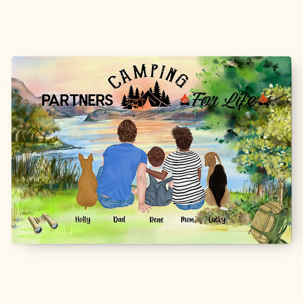 Décoration murale sans cadre pour les parents, les enfants, les animaux de compagnie et la vie au camping Cadeau pour la famille