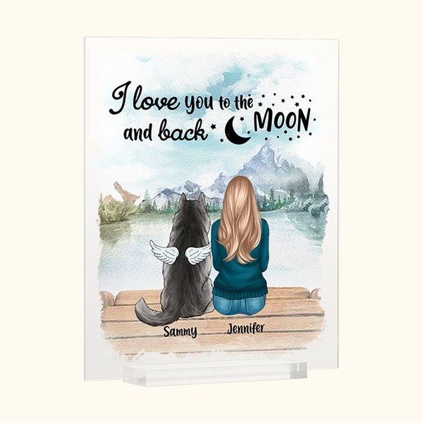 Personalized I Love You To The Moon And Back Acrylic Plaque with Names Home Decoration Birthday Gift for Pet Owner