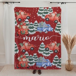 Personlig julenisse koselig mykt fleece sherpa-teppe med navn julegave til babybarn