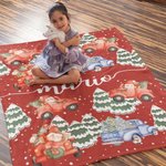 Coperta personalizzata di Babbo Natale in morbido pile Sherpa con nome, regalo di Natale per bambini.