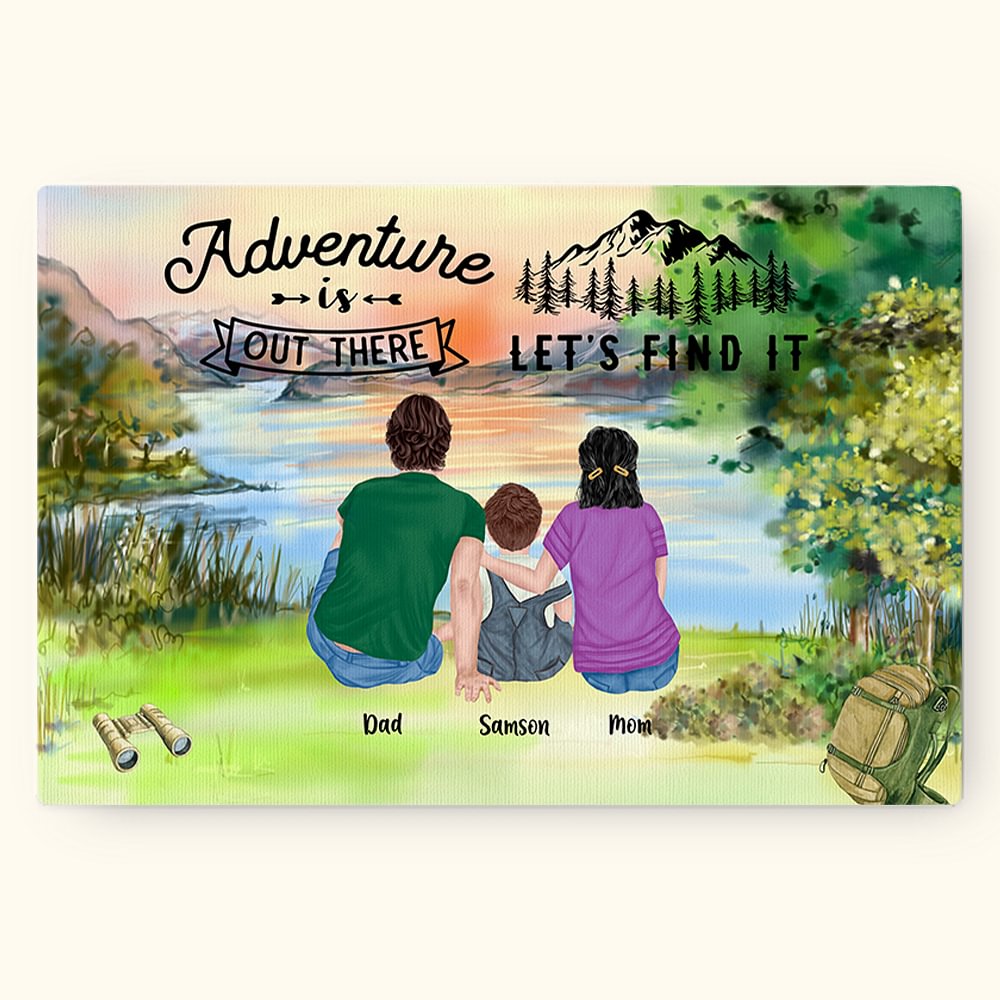 Peinture sans cadre personnalisée River Adventure Camping Décoration Cadeau pour la famille Amoureux du camping
