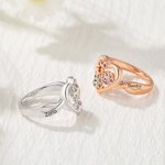 Personalized  1-4 Paw Heart Ring with Engraved Name and Birthstone Gift Birthday for Pet Lover