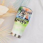 Gepersonaliseerde Life is Better Around The Campfire Sunrise Curved Tumbler Verjaardag Kerstcadeau voor echtpaar Familie