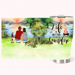 Gepersonaliseerde Life is Better Around The Campfire Sunrise Curved Tumbler Verjaardag Kerstcadeau voor echtpaar Familie