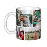 Mug Personnalisé avec 8 Photos Cadeau Anniversaire Fête pour Famille Amis Grands-Parents