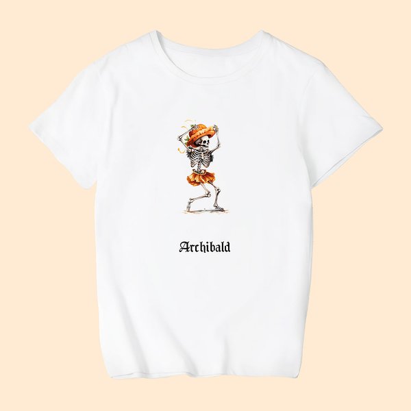 Camiseta infantil personalizada con calavera y nombre Regalo de Halloween para niño