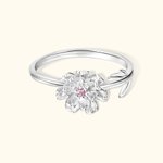 Personlig 3D Birth Flower Justerbar ring med födelsesten Smyckesgåva Julklapp Jubileumsgåva till henne