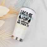 Henkilökohtainen Home Is Where We Park It 30oz Curved Tumbler Lahja perheelle Camping Lover