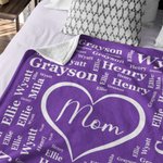 Personalised 1-16 Grandkid Names Blanket Super Soft Flannel  Grandkids Make Life Grand Grandparent Christmas Thanksgiving Day Gift for Grandparent