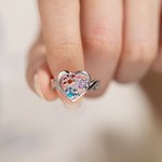 Personalized  1-4 Paw Heart Ring with Engraved Name and Birthstone Gift Birthday for Pet Lover