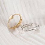 Personalised Adjustable Heart Initial Ring Stackable Twisted Ring Minimalist Jewellery Mother's Day Valentine Wedding Anniversary Gift
