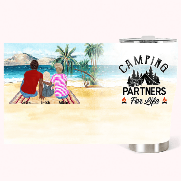 Gepersonaliseerde Camping Partners for Life Gebogen Tumbler voor Koppel Familie Camping Liefhebbers
