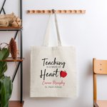Borsa Tote in tela personalizzata con nome e testo Regalo di Natale Regalo per il Giorno del Ringraziamento per l'Insegnante
