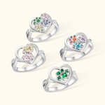Personalized  1-4 Paw Heart Ring with Engraved Name and Birthstone Gift Birthday for Pet Lover