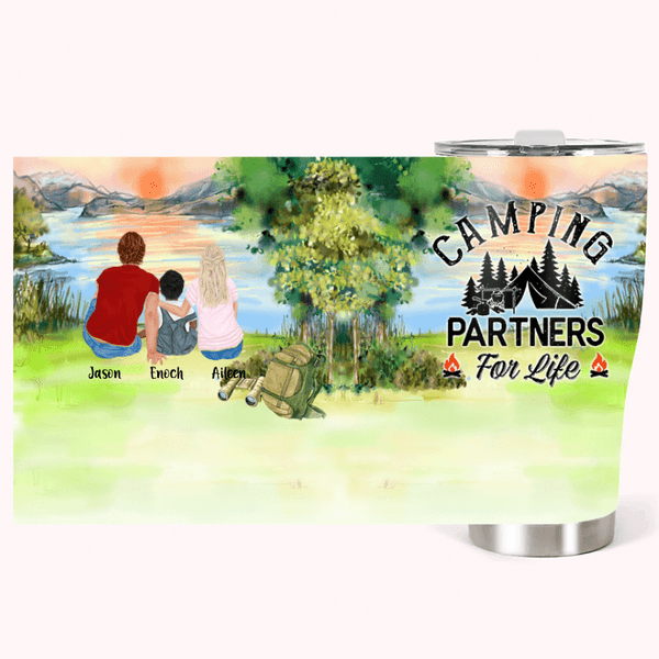 Gepersonaliseerde Camping Partners for Life 30oz gebogen Tumbler Kerstcadeau voor familie