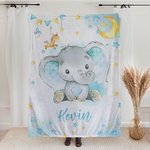 Couverture Eléphant Personnalisée pour Bébé Nom Rêve Doux Couverture Canapé Décoration Nursery Home Anniversaire Douceur de Bébé Cadeau Nouveau-né pou
