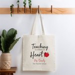 Borsa Tote in tela personalizzata con nome e testo Regalo di Natale Regalo per il Giorno del Ringraziamento per l'Insegnante
