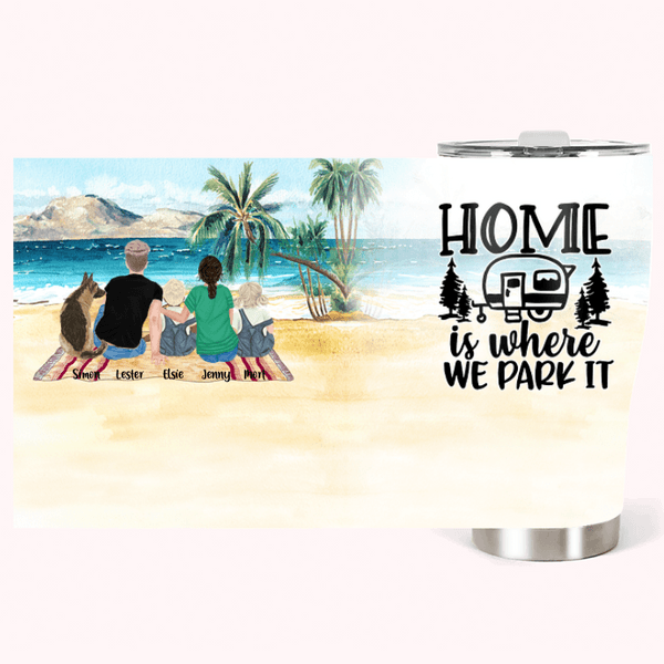 Personlig Home Is Where We Park It 30oz Curved Tumbler Present till familjen Campingälskare