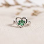 Personalized  1-4 Paw Heart Ring with Engraved Name and Birthstone Gift Birthday for Pet Lover